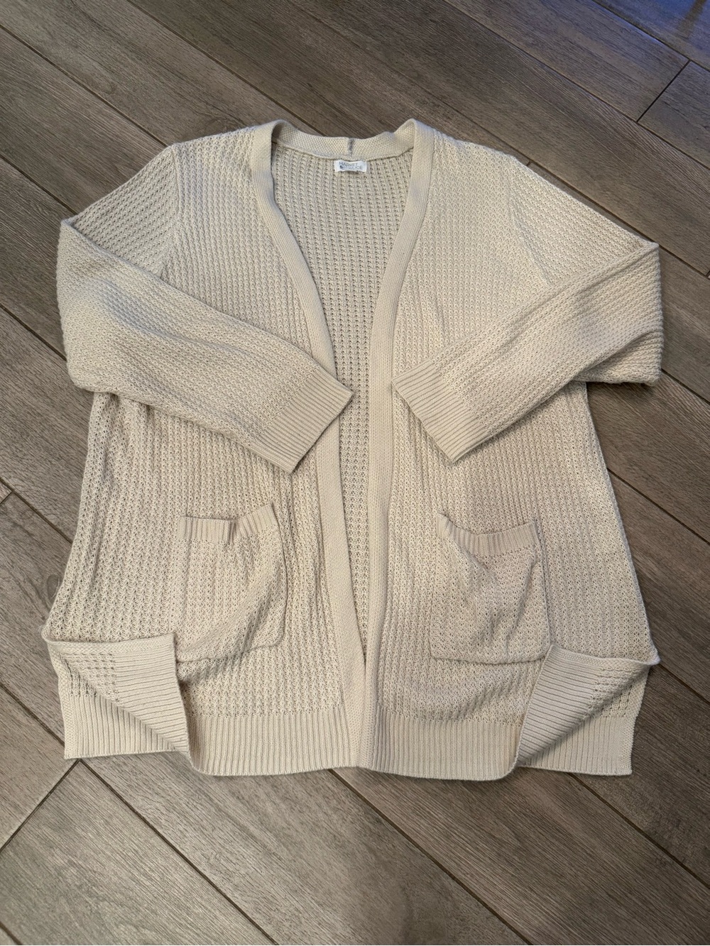 Market & Spruce Cream Open-Front Knit Cardigan